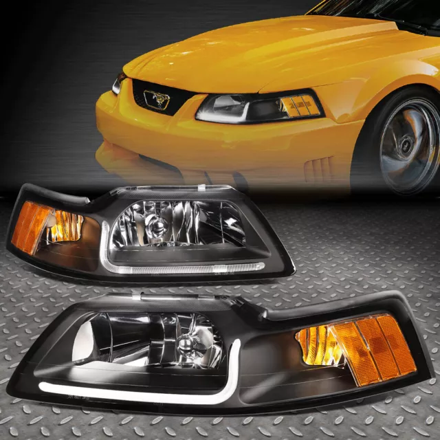 LED DRL]FOR 1999-2004 Ford Mustang Pair Black Housing Clear Corner