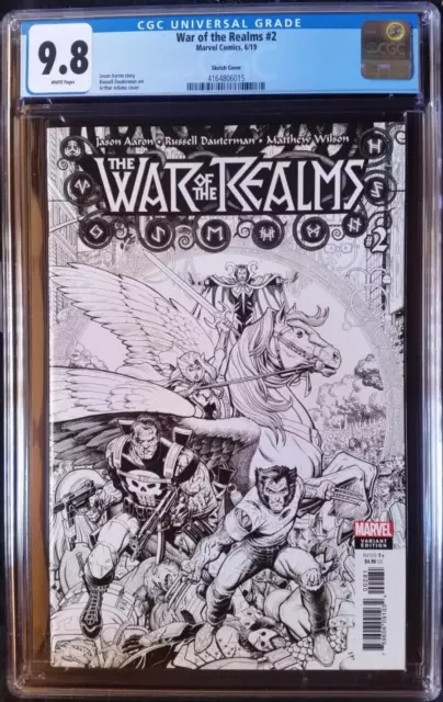 War of the Realms (2019 Marvel) #2 Adams B&W Variant CGC 9.8 1:200