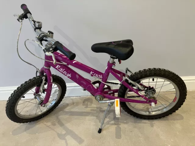 Raleigh Krush Girls' Kids Bike Pink 10" steel frame, 1 speed.