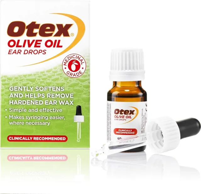 Otex Olive Oil Ear Drops for Hardened Ear Wax, Bottle with Dropper, 10ml