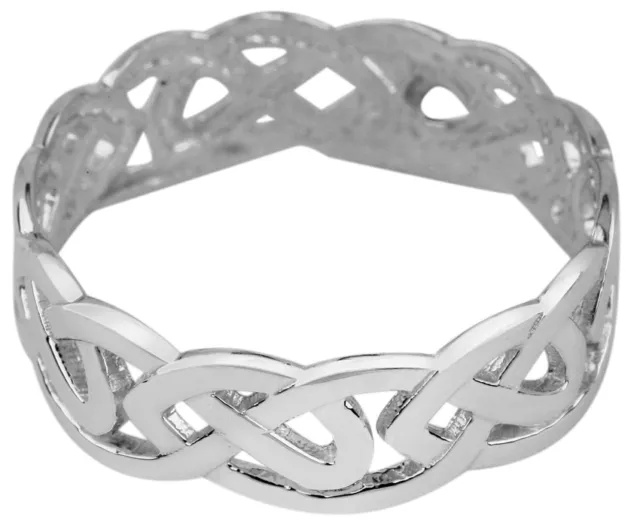 Solid White Gold Celtic Trinity Knot Band Eternity Ring
