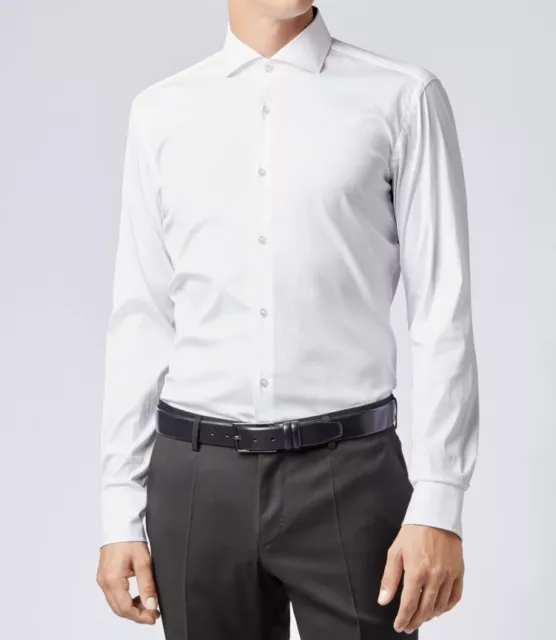 Hugo Boss Camicia Uomo In Cotone Elastan Slim Fit Tinta Unita Special Price