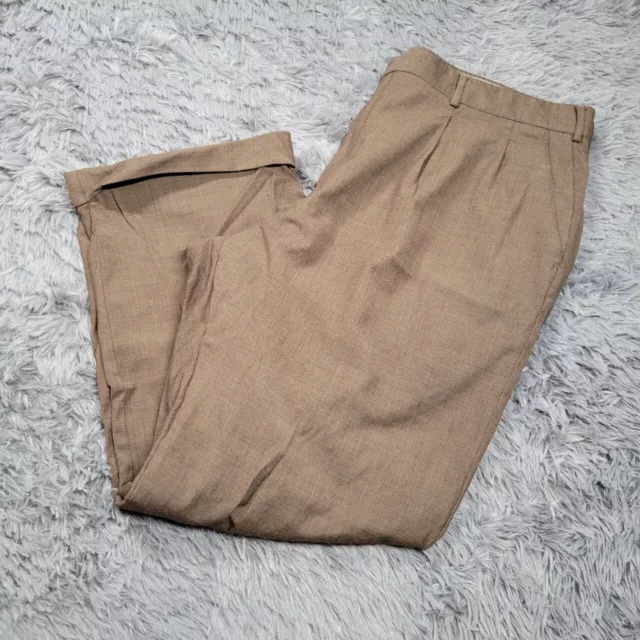 MEMBER'S MARK SUPER 130s Wool Dress Pants Mens Size 44X30 Brown Pleated ...