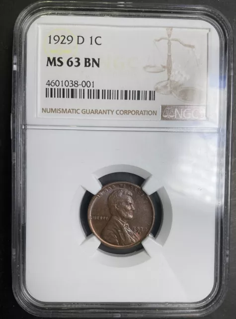 NGC MS63BN 1929-D Lincoln Wheat Cent 1c Better Date CHOICE BU MS PQ STUNNING c9