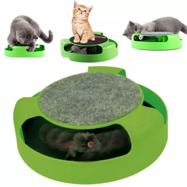 Cat Kitten Catch The Mouse Moving Play Toy Interactive Plush Scratching Claw Mat