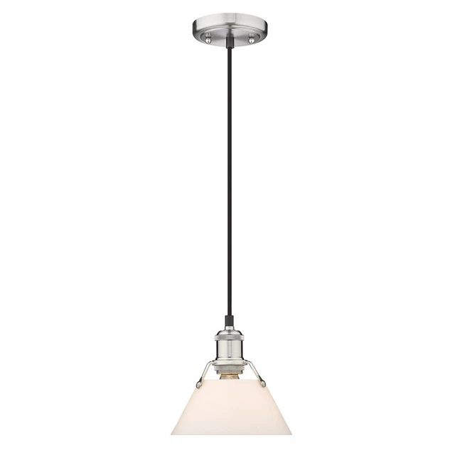 Golden Lighting Orwell 1 Light Small Pendant in Pewter with Opal Glass Shade