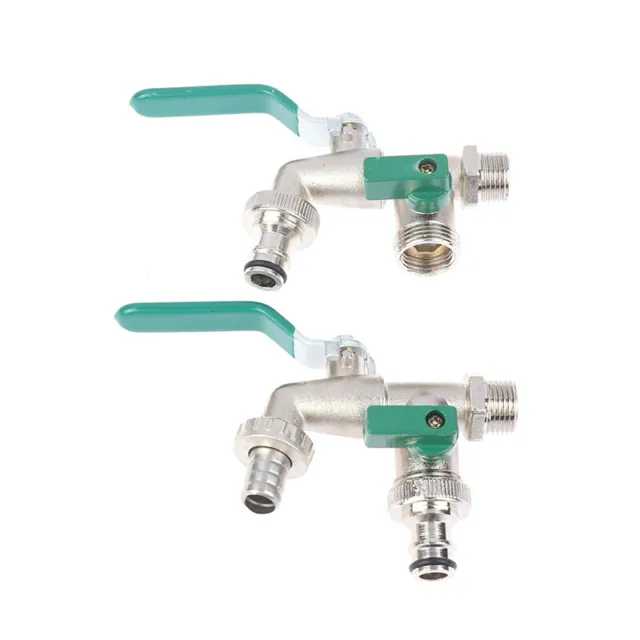Double Head Water Faucet 1/2'' 3/4'' Water Splitter Connector Coupling Adapter