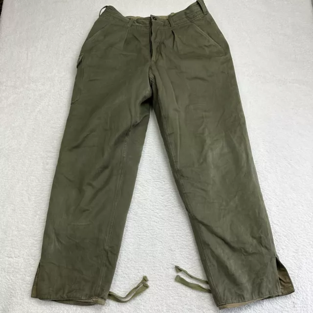 VINTAGE US MILITARY Trousers Size 32x29 Quilt Lined Insulated Green 40s ...