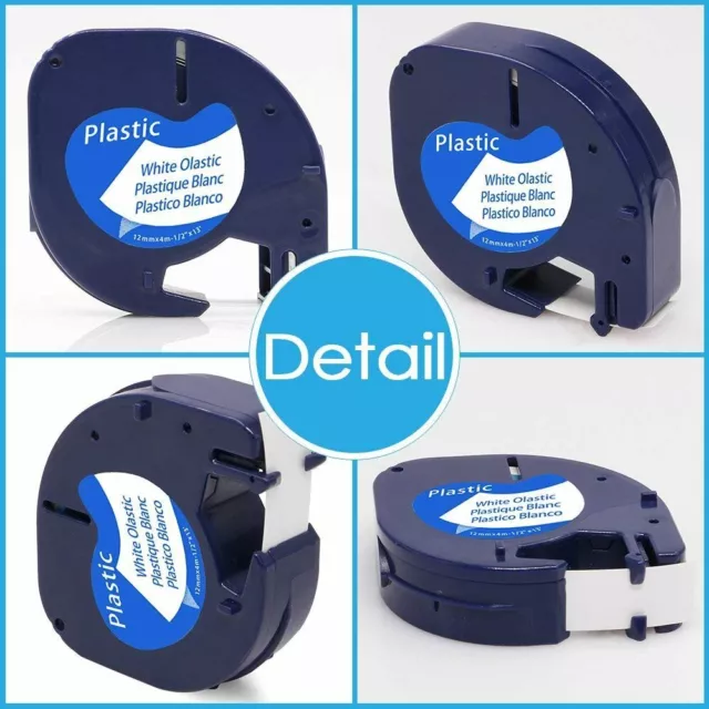 10PK Compatible Dymo LetraTag Refills 91331 Plastic Label Tape LT-100H 12mm x 4m 2