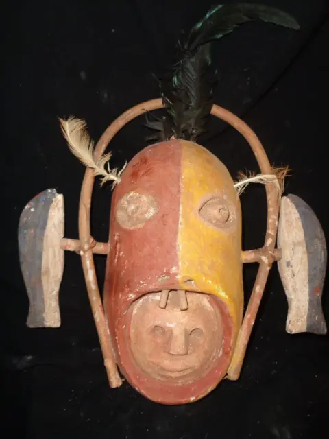 Arte Tribal Fino Inuit Máscara Madera 42 cm