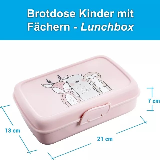 3er Set Kinder Brotdose mit 3 Fächern Lunch box, Kindergarten Grundschule 2