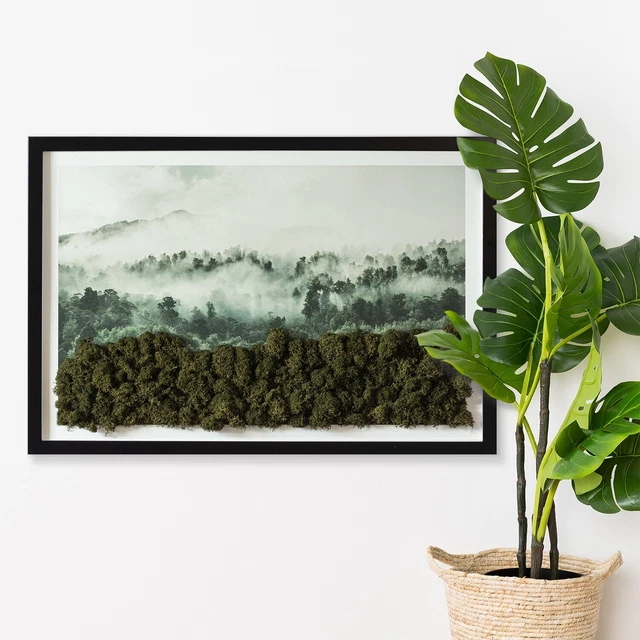 Decorazione da Parete Arte Muschio Cornice MDF nero 60x40 cm- Foresta