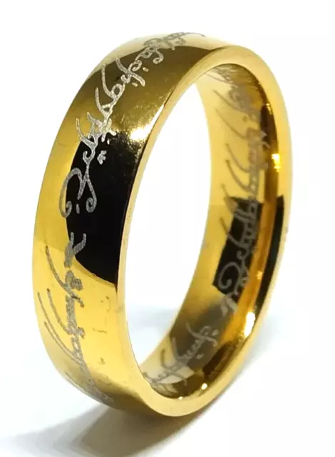 Stainless Steel Ring Size P (uk) Lord Of The Rings Gold Mens Boys Womens Girls