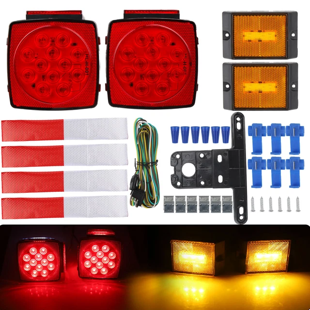 REAR LED SUBMERSIBLE Trailer Tail Lights Kit Boat Marker Truck ...