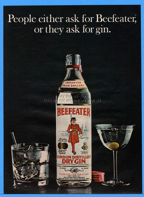 1973 Beefeater London Distilled Dry Gin Bottle Cocktail Martini Print Ad