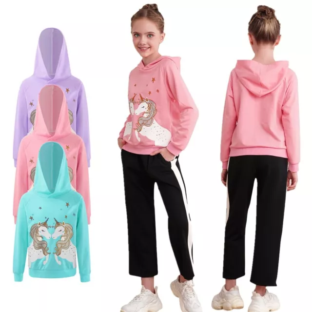 Kids Girls Sweater Stylish Hoodie Cute Sweatshirt Glittery Tops Hooded Outwear