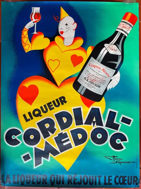 Affiche LIQUEUR CORDIAL-MEDOC Alcool Apéritif  HENRI LE MONNIER 58x77cm 1936