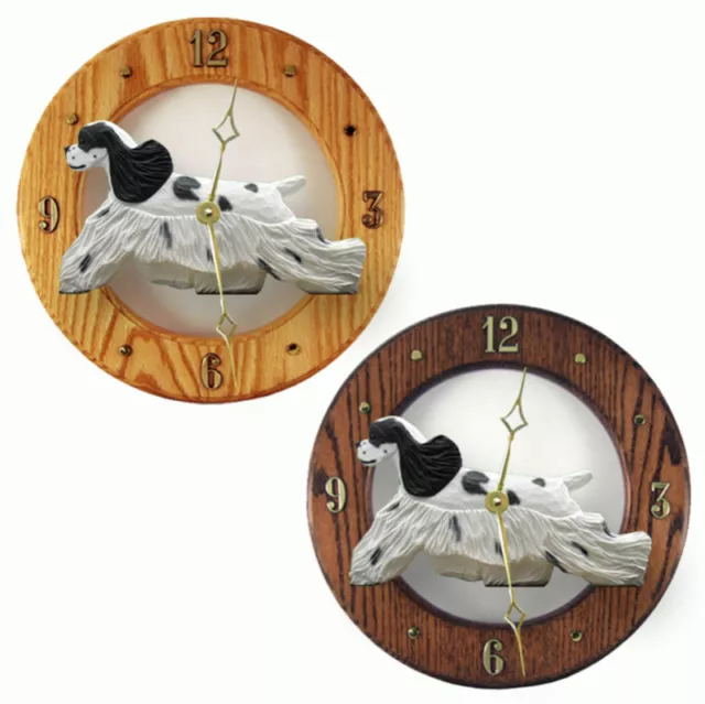 Cocker Spaniel Wood Clock Blk Parti