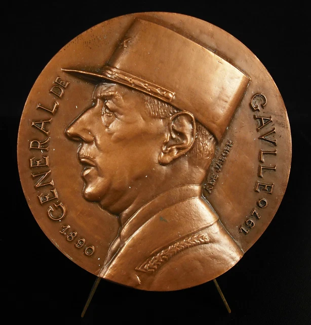 Médaille En Bronze Du Général De Gaulle – Modèle Commémoratif 1949 Par Albert De Jaeger