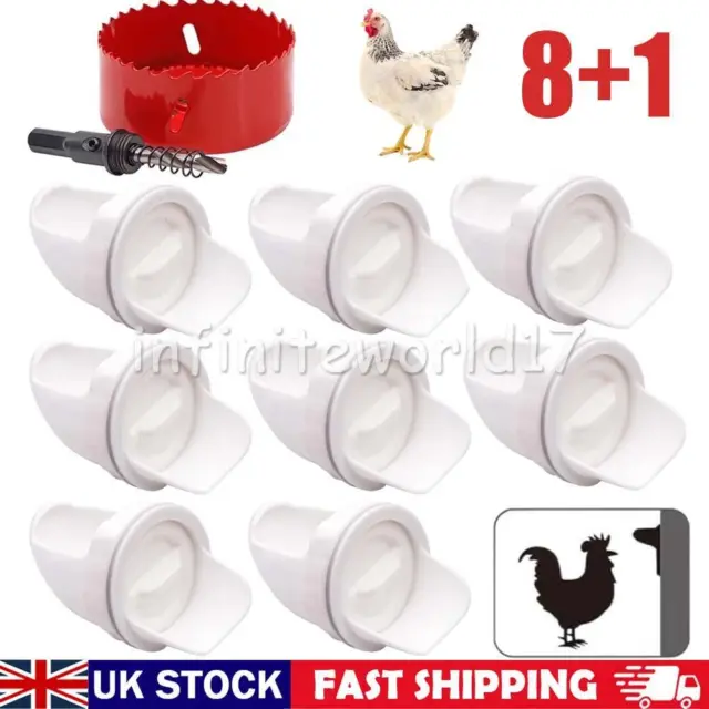8 PORTS AND 1 Hole Saw Poultry Feeder DIY Port PP Gravity Fed Chicken Feeder  UK £18.99 - PicClick UK