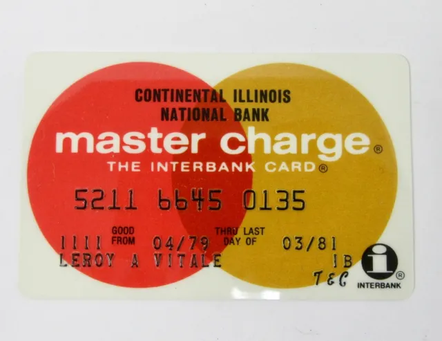 Vintage Master Charge Credit Card Continental Illinois National Bank 1980'S