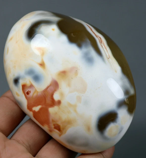 471g Natural Red Orange CARNELIAN AGATE Geode Crystal Quartz Polished Palm Stone