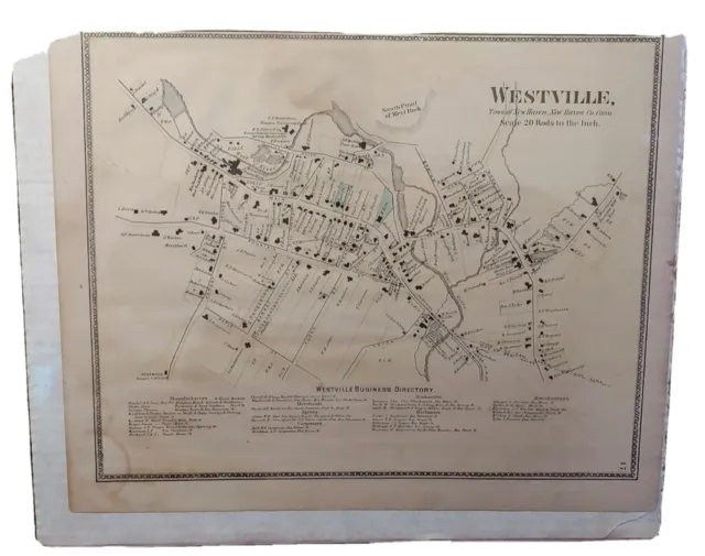 Westville Connecticut New Haven County 1868 F.W. Beers Map