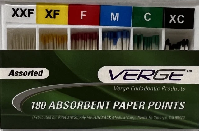 Absorbent Paper Points Assorted Accessory Box of 180 Verge Dental