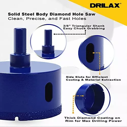 3 Inch Diamond Hole Saw Drill Bit Cobalt Series Vacuum Brazed 3