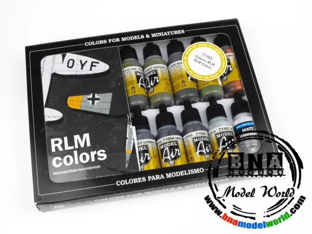 Vallejo Acrylic #71193 Model Air Colour Paint Set - RLM Colours (16 x 17ml)