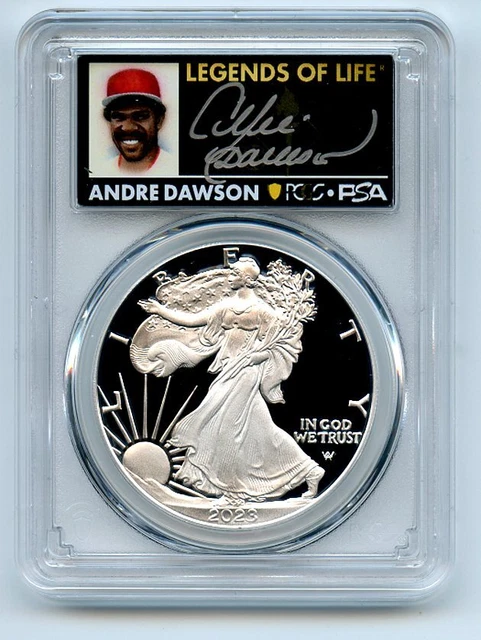 2023 W $1 Proof Silver Eagle PCGS PR70DCAM FDOI Legends of Life Andre Dawson