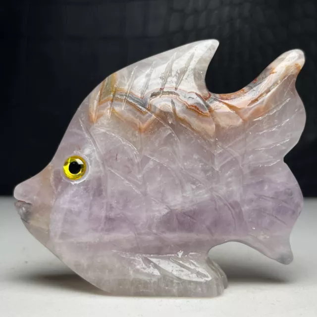 NATURAL CRYSTAL SPECIMEN. Amethyst AGATE. Hand-carved FISH.Healing.GIFT ...