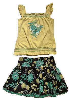 Pumpkin Patch Girls Yellow/Gray/Green Top Skirt Outfit/Set Size 8 NWT Nordstrom