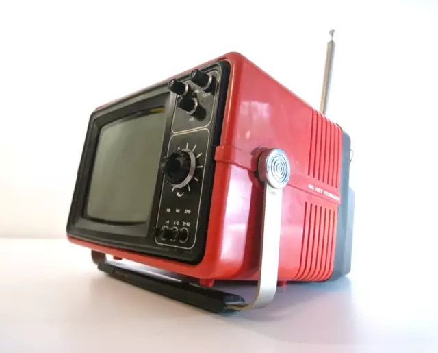 SILELIS 405D Vintage Mini TV Space Age Design Red Lithuania USSR 1970s