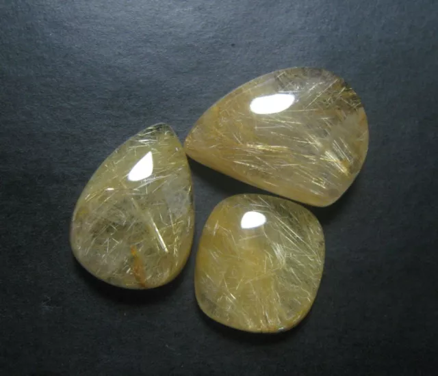 Natural Golden Rutile Quartz Cabochon Mix Lot 24.90 ct Loose Gemstone J 241