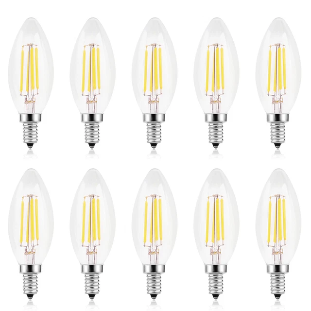 10 PACK E14 Small Screw 4W Edison Filament LED Chandelier Candle Light Bulb Lamp