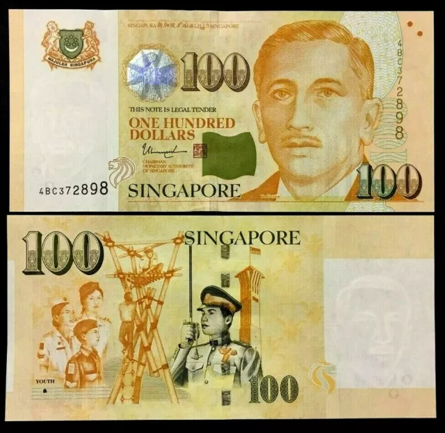 Singapore 100 Dollars P-50 2018-2024 Unc Red Cross St.john Police Scout Banknote