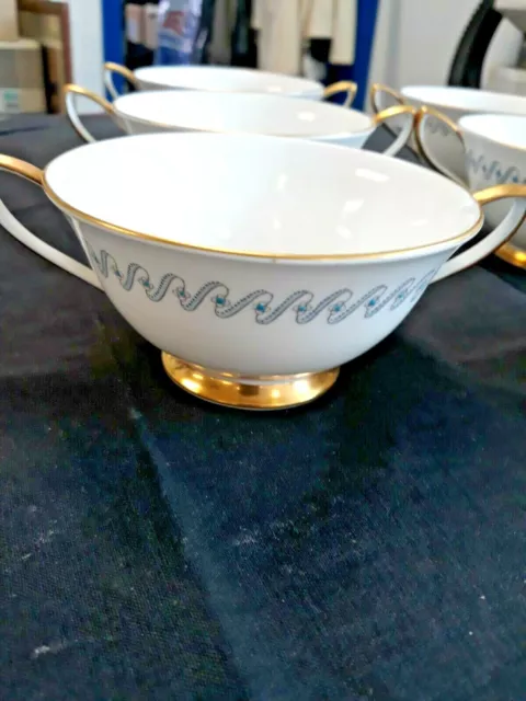 L👀K Royal Albert Riviera Set Of 6 Cream Soup Cups And Saucers