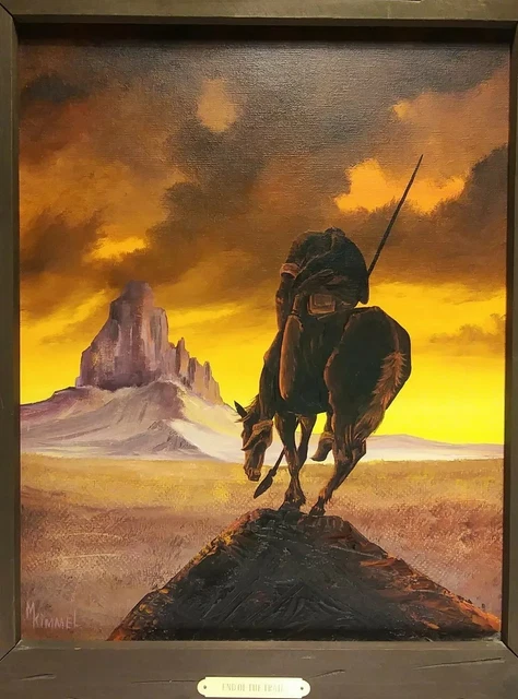 Oil Painting "End Of The Trail"  Mary Kimmel Art  Custom Frame 1980's Original