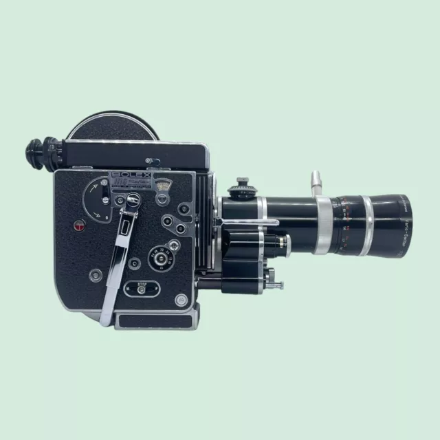 Bolex H16 Reflex REX 4 (16 mm fotocamera pellicola) + Vario Switar H16 RX 18-86 mm + CUSTODIA 2