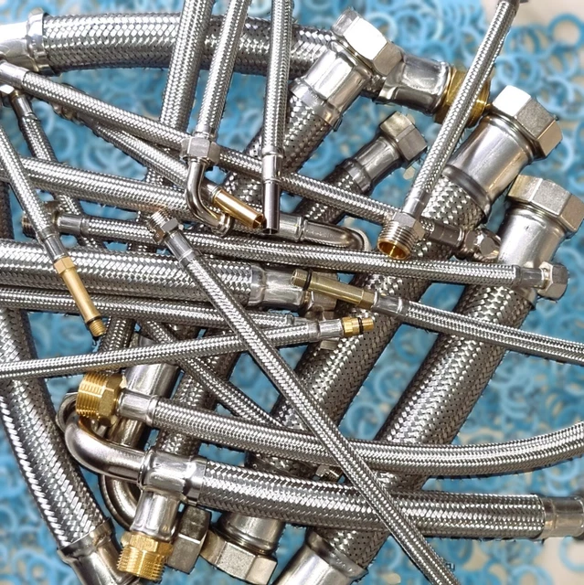 Tubo Corazzato 3/8" Ü X 3/4", Tubo Flessibile Per Sanitari Con Approvazione Acqua Potabile - Foto 2