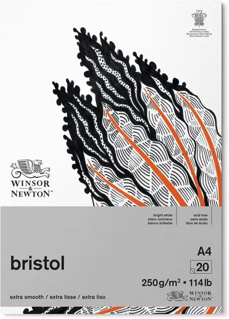 Winsor & Newton Artists Bristol Board Extra Smooth White Card Pad 250g A4
