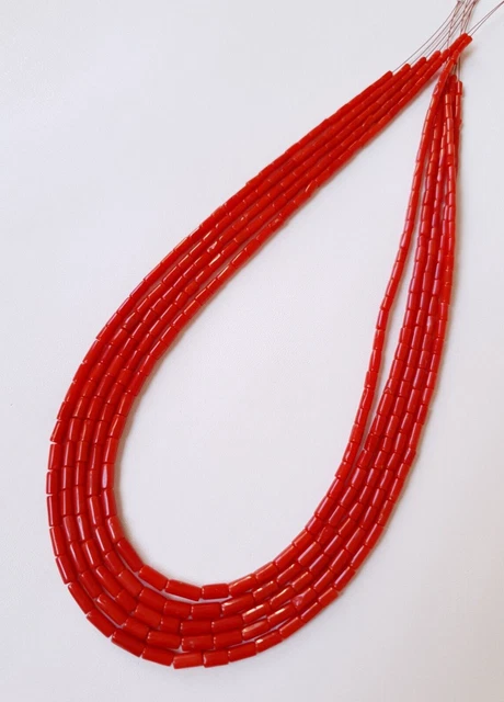 Naturel Corail Rouge Italien Lisse Tube Forme Libre Poli Perles Gemstone. C-27