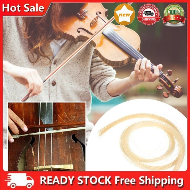 2 Hank Universal Yellow+White Stallion Horse Hair for Violin Bow Instrument Part