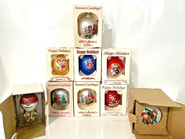 Lot of 9 Vintage Campbell's Soup Kids Collectable Christmas Ornaments