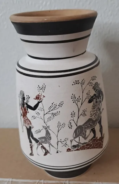 Vintage Rhodos  Greece Pottery Vase  Signed Earth Tones  Clay 5.5"