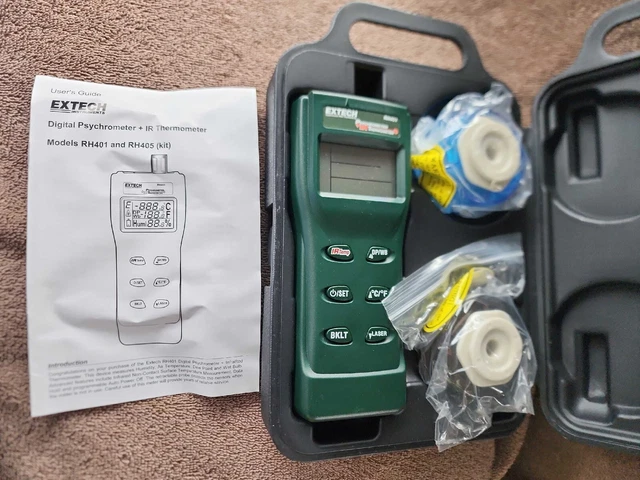Extech RH401 - Digital Psychrometer - InfraRed Thermometer & Calibration Tubes