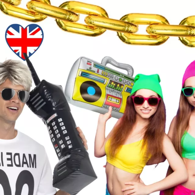 Inflatable Radio Mobile Phone Chains 80s 90s Hip Hop Themed Party Decor Props UK