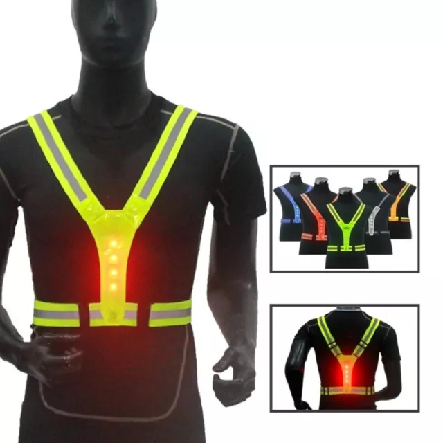 Safety Reflective Vest LED Running Light Adjustable Cycling Night Warning Work