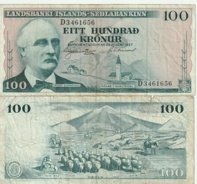 Iceland 100 Kronur 1961 Banknote